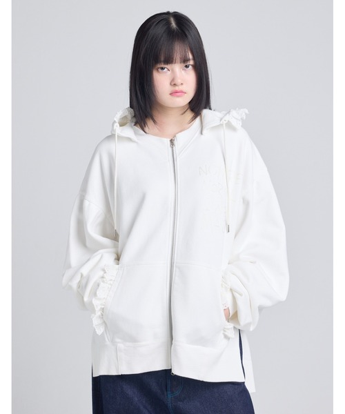Little sunny bite（リトルサニーバイト）の「【Little sunny bite】lacy logo hoodie（パーカー・レディース・グリーン/ホワイト/ブラック・SMALL/MEDIUM）」の4枚目の写真