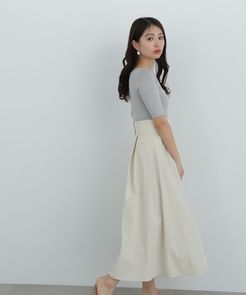 N.(N. Natural Beauty Basic)(エヌエヌナチュラルビューティーベーシック)の「ボートネックドッキングワンピース(ワンピース・レディース・ブラック/グレー・SMALL/MEDIUM)」の8枚目の写真