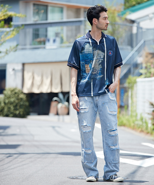 PARIS SAINT-GERMAIN(パリサンジェルマン)の「【Poggy × Paris Saint-Germain】DEAR PSG PRINTED GAME SHIRT(Tシャツ/カットソー・メンズ・ネイビー・LARGE/MEDIUM/X-LARGE)」の4枚目の写真