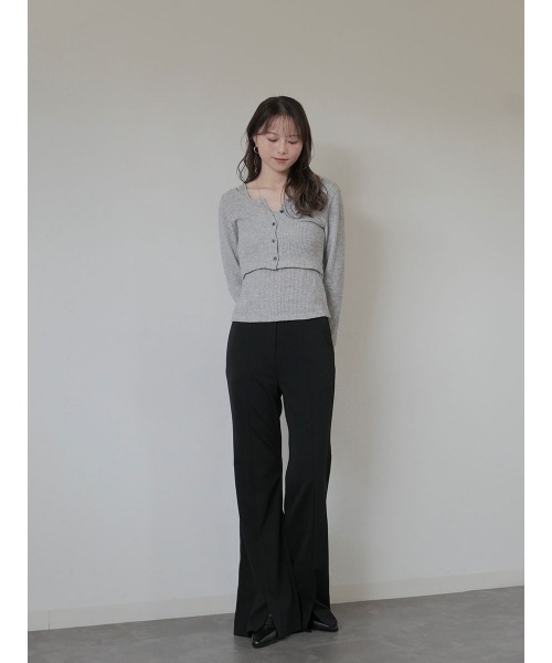 Reurie'(レウリィ)の「【2点セット】レイヤードカーディガンセット/layered cardigan set 長袖 クロップド丈 タンクトップ 重ね着 アンサンブル シンプル カジュアル モード(アンサンブル・レディース・チャコールグレー/ライトグレー・FREE)」の18枚目の写真