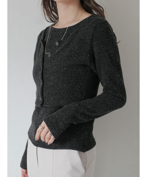 Reurie'(レウリィ)の「【2点セット】レイヤードカーディガンセット/layered cardigan set 長袖 クロップド丈 タンクトップ 重ね着 アンサンブル シンプル カジュアル モード(アンサンブル・レディース・チャコールグレー/ライトグレー・FREE)」の22枚目の写真