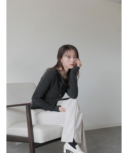 Reurie'(レウリィ)の「【2点セット】レイヤードカーディガンセット/layered cardigan set 長袖 クロップド丈 タンクトップ 重ね着 アンサンブル シンプル カジュアル モード(アンサンブル・レディース・チャコールグレー/ライトグレー・FREE)」の19枚目の写真