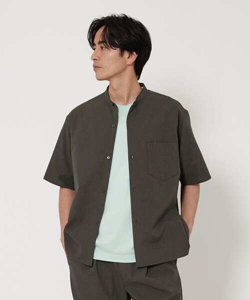 BEAUTY&YOUTH UNITED ARROWS(ビューティーアンドユースユナイテッドアローズ)の「KOMATSU PACK トロピカル バンドカラー シャツ FORM型 セットアップ対応 ヨコストレッチ(シャツ/ブラウス・メンズ・ライトグレー/ダークグレー/ブラック・S/M/L/XL)」の14枚目の写真