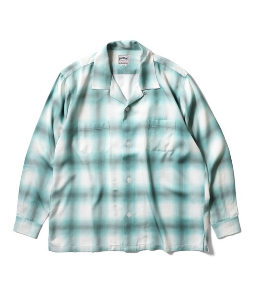 HOUSTON(ヒューストン)の「HOUSTON オンブレチェック長袖シャツ レーヨン(シャツ/ブラウス・メンズ・カーキ/ブルー/ミント/ネイビー/ブラウン/グレー/レッド/ブラック・MEDIUM/X-LARGE/LARGE/XX-LARGE)」の5枚目の写真