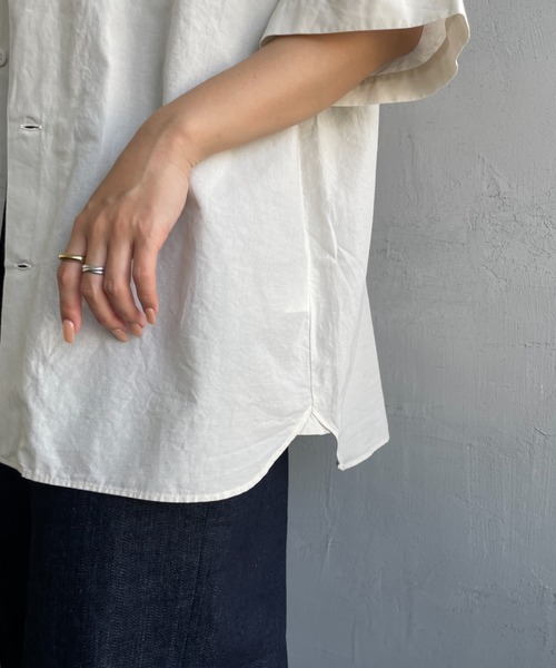 DANTON（ダントン）の「[DANTON/ダントン] コットンリネン ショートスリーブバンドカラーシャツ(無地)（シャツ/ブラウス・レディース・アイボリー/グレイッシュベージュ/チャコールグレー・38/40/42）」の22枚目の写真