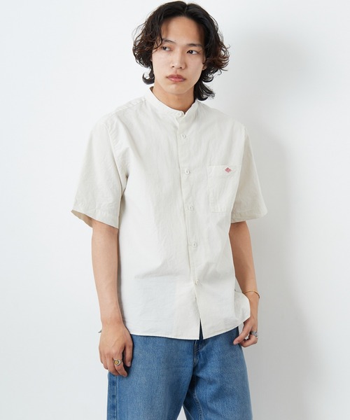 DANTON/ダントン] コットンリネン ショートスリーブバンドカラー