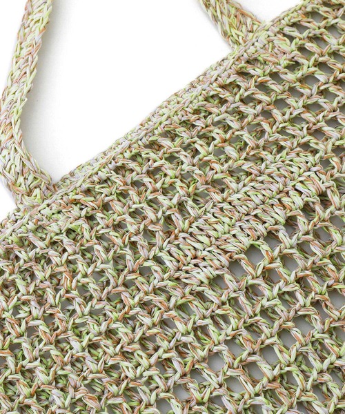 トートバッグ かごバッグ　カーキ色 超美品 値下げ】かごバッグ 草編み メッシュバッグ ネットバッグ かご