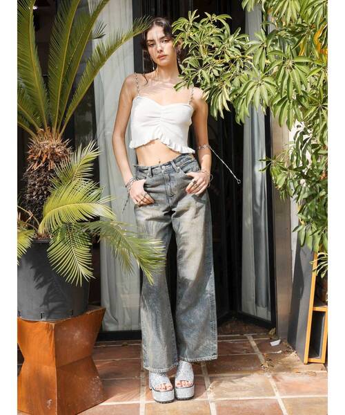 EVRIS（エヴリス）の「ウエストビジューワイドデニムパンツ（デニムパンツ・レディース・ブラック/インディゴブルー・SMALL/MEDIUM）」の18枚目の写真