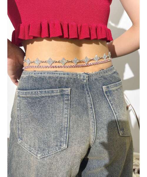 EVRIS（エヴリス）の「ウエストビジューワイドデニムパンツ（デニムパンツ・レディース・ブラック/インディゴブルー・SMALL/MEDIUM）」の3枚目の写真