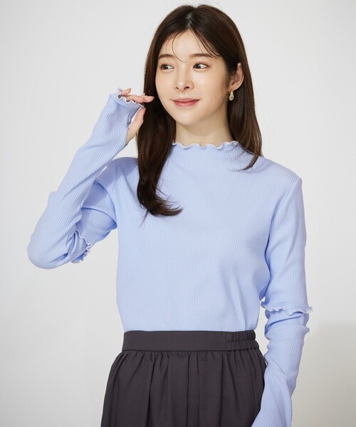ANY SIS(エニィスィス)の「キシリトール加工 カットソー(Tシャツ/カットソー・レディース・ブラック系2/ホワイト系/スカイブルー系/ブラック系・4)」の2枚目の写真