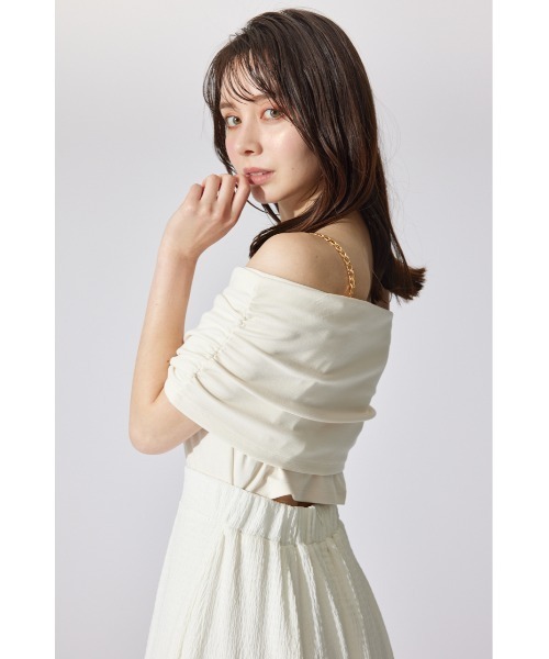 rienda(リエンダ)の「オフショルダーカットフレアワンピース 夏服 半袖(ワンピース・レディース・ブルー/ブラック/ホワイト・FREE)」の8枚目の写真
