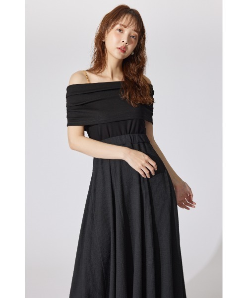 rienda(リエンダ)の「オフショルダーカットフレアワンピース 夏服 半袖(ワンピース・レディース・ブルー/ブラック/ホワイト・FREE)」の21枚目の写真