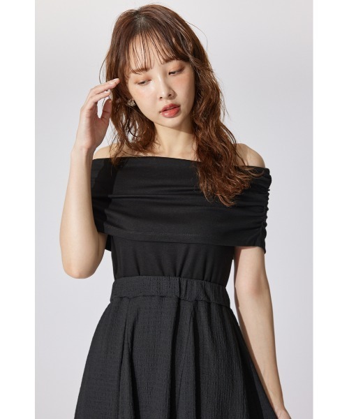 rienda(リエンダ)の「オフショルダーカットフレアワンピース 夏服 半袖(ワンピース・レディース・ブルー/ブラック/ホワイト・FREE)」の22枚目の写真