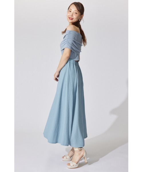 エレガント フレア オフショルダー ワンピース セール】オフショルダーカットフレアワンピース 夏服 半袖