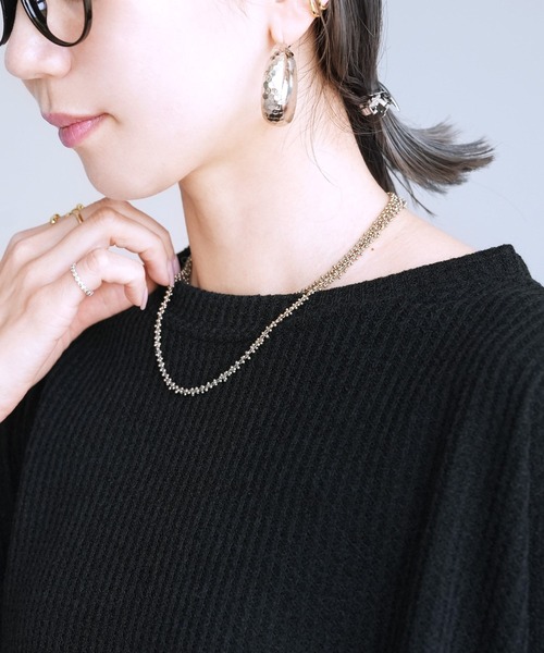 reca(レカ)の「無地/ボーダー柄 ボックスノースリワッフルワイドカットソー(Tシャツ/カットソー・レディース・ホワイト×パープル/ホワイト×ブラック/ベージュ/ブラック・FREE)」の16枚目の写真