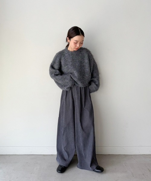 select MOCA by son（セレクトモカバイソン）の「ヘアリーショートニット（ニット/セーター・レディース・ホワイト/ブラウン/ブラック/ライトブラウン/グレー・FREE）」の20枚目の写真