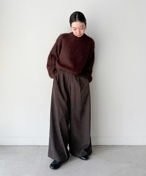 select MOCA by son（セレクトモカバイソン）の「ヘアリーショートニット（ニット/セーター・レディース・ホワイト/ブラウン/ブラック/ライトブラウン/グレー・FREE）」の18枚目の写真