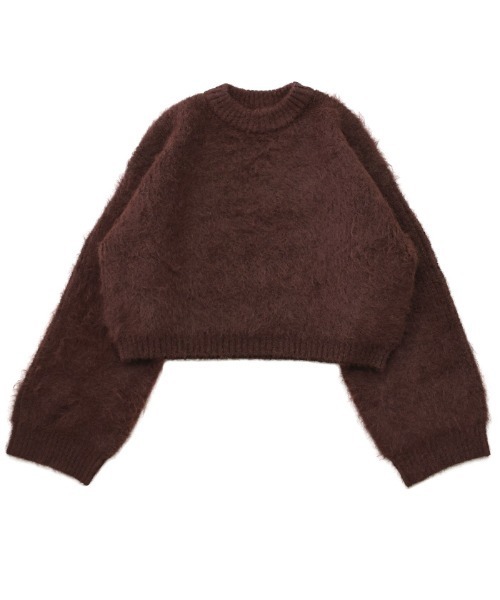 select MOCA by son（セレクトモカバイソン）の「ヘアリーショートニット（ニット/セーター・レディース・ホワイト/ブラウン/ブラック/ライトブラウン/グレー・FREE）」の8枚目の写真