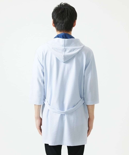 MK MICHEL KLEIN HOMME （エムケーミッシェルクランオム）の「【ゆったりサイズ／洗える】サッカーストライプフードカーディガン（カーディガン/ボレロ・メンズ・ブルー/クリアブルー/ダークネイビー・46/48）」の13枚目の写真