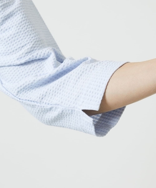 MK MICHEL KLEIN HOMME （エムケーミッシェルクランオム）の「【ゆったりサイズ／洗える】サッカーストライプフードカーディガン（カーディガン/ボレロ・メンズ・ブルー/クリアブルー/ダークネイビー・46/48）」の11枚目の写真