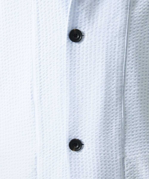 MK MICHEL KLEIN HOMME （エムケーミッシェルクランオム）の「【ゆったりサイズ／洗える】サッカーストライプフードカーディガン（カーディガン/ボレロ・メンズ・ブルー/クリアブルー/ダークネイビー・46/48）」の8枚目の写真