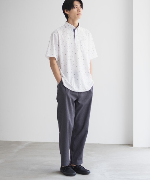 NAVY(ネイビー)の「【接触冷感 抗菌防臭 ドライ】小紋柄カットポロシャツ(ポロシャツ・メンズ・オフホワイト/ネイビー・XL/L/M/S)」の3枚目の写真