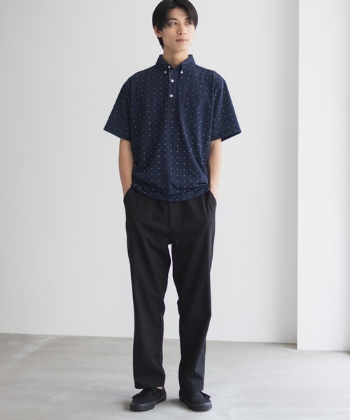 NAVY(ネイビー)の「【接触冷感 抗菌防臭 ドライ】小紋柄カットポロシャツ(ポロシャツ・メンズ・オフホワイト/ネイビー・XL/L/M/S)」の7枚目の写真