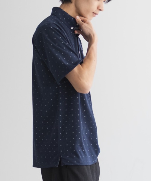 NAVY(ネイビー)の「【接触冷感 抗菌防臭 ドライ】小紋柄カットポロシャツ(ポロシャツ・メンズ・オフホワイト/ネイビー・XL/L/M/S)」の10枚目の写真