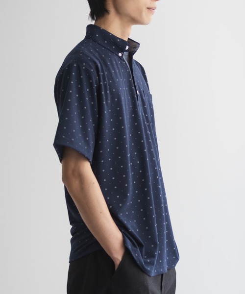 NAVY(ネイビー)の「【接触冷感 抗菌防臭 ドライ】小紋柄カットポロシャツ(ポロシャツ・メンズ・オフホワイト/ネイビー・XL/L/M/S)」の11枚目の写真