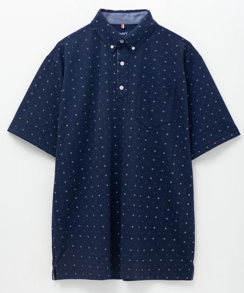NAVY(ネイビー)の「【接触冷感 抗菌防臭 ドライ】小紋柄カットポロシャツ(ポロシャツ・メンズ・オフホワイト/ネイビー・XL/L/M/S)」の13枚目の写真