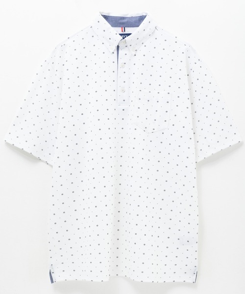 NAVY(ネイビー)の「【接触冷感 抗菌防臭 ドライ】小紋柄カットポロシャツ(ポロシャツ・メンズ・オフホワイト/ネイビー・XL/L/M/S)」の17枚目の写真