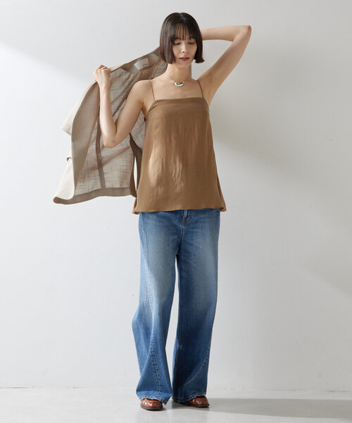 Whim Gazette（ウィムガゼット）の「サテンキャミソール（キャミソール・レディース・ブラウン/ブラック・FREE）」の4枚目の写真