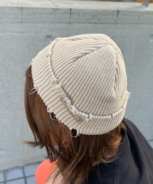 Anthe（アンテ）の「【ANTHE】パンク風ダメージ加工ワッチCAP / ant-000035（ニットキャップ/ビーニー）」