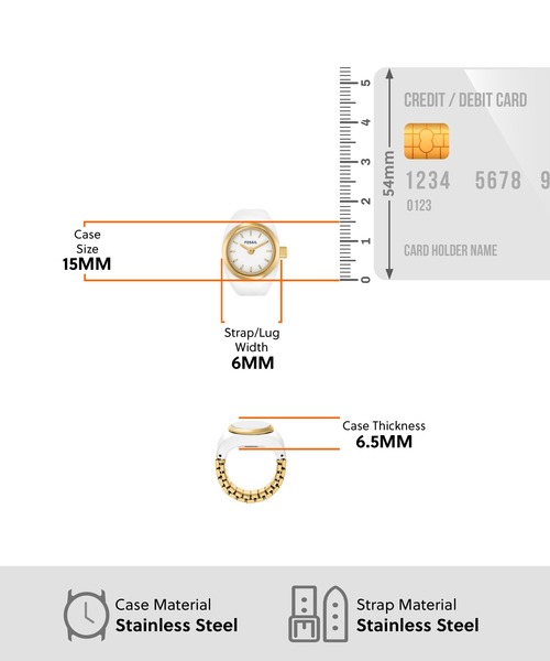 FOSSIL(フォッシル)の「フォッシル リングウォッチ レディース アナログ ES5412 時計 指輪(アナログ腕時計・レディース・ゴールド・FREE)」の6枚目の写真