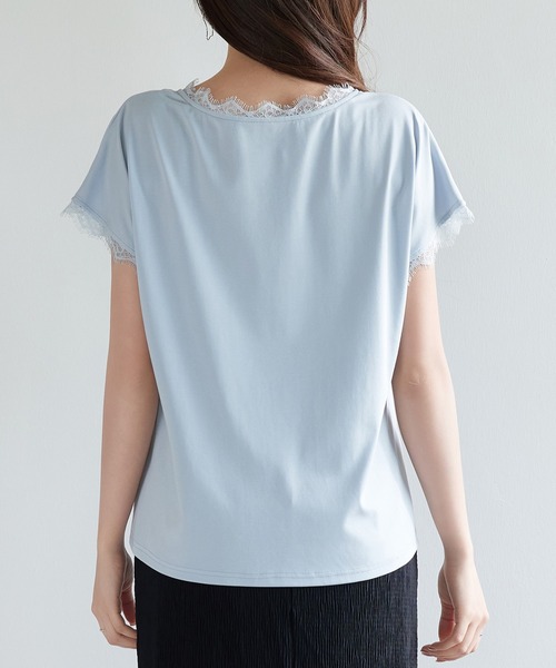 SAISON DE PAPILLON(セゾンドパピヨン)の「ゆったりドルマンスリーブTシャツ(Tシャツ/カットソー・レディース・ブルー/ブラック/ホワイト/パープル/ベージュ・L/M/S)」の7枚目の写真