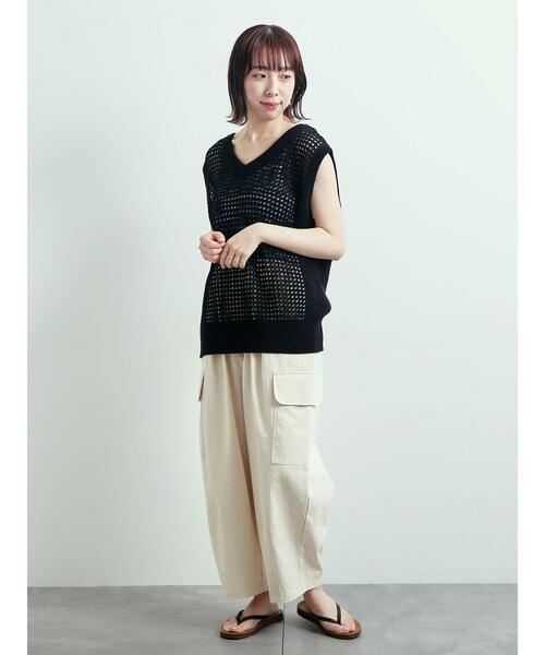 SM2（エスエムツー）の「メッシュニットVネックベスト（ベスト・レディース・オフホワイト/ブラック/グリーン・F）」の14枚目の写真