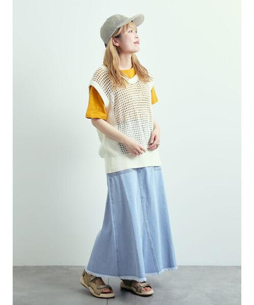 SM2（エスエムツー）の「メッシュニットVネックベスト（ベスト・レディース・オフホワイト/ブラック/グリーン・F）」の17枚目の写真