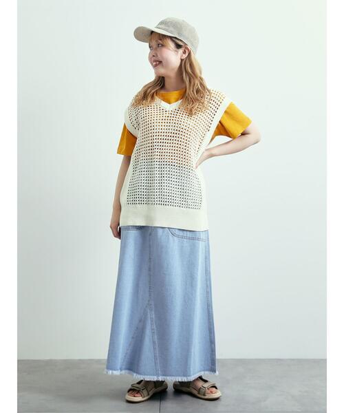 SM2（エスエムツー）の「メッシュニットVネックベスト（ベスト・レディース・オフホワイト/ブラック/グリーン・F）」の18枚目の写真