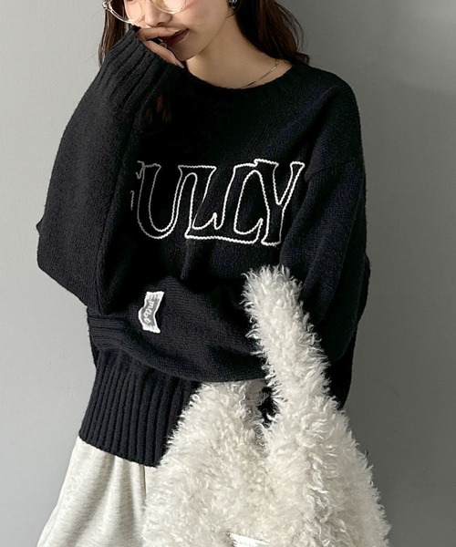 mily bilet（ミウィビレット）の「【mily bilet】ハンドステッチ風ロゴが魅力のこなれ感漂うニット（ニット/セーター・レディース・杢グレー/ブラック/アイボリー・SMALL/MEDIUM/LARGE/X-LARGE）」の20枚目の写真