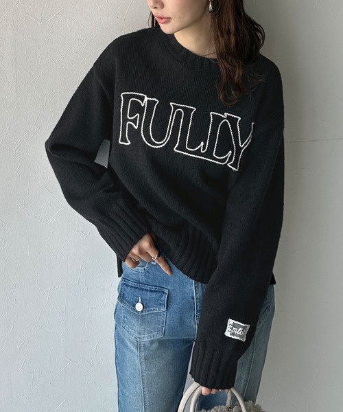 mily bilet（ミウィビレット）の「【mily bilet】ハンドステッチ風ロゴが魅力のこなれ感漂うニット（ニット/セーター・レディース・杢グレー/ブラック/アイボリー・SMALL/MEDIUM/LARGE/X-LARGE）」の12枚目の写真