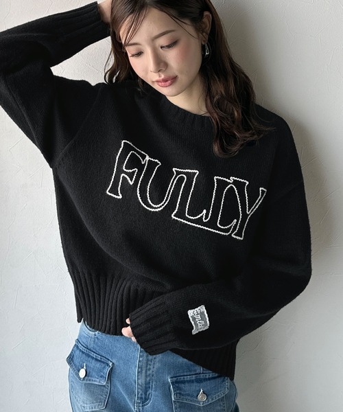 mily bilet（ミウィビレット）の「【mily bilet】ハンドステッチ風ロゴが魅力のこなれ感漂うニット（ニット/セーター・レディース・杢グレー/ブラック/アイボリー・SMALL/MEDIUM/LARGE/X-LARGE）」の11枚目の写真