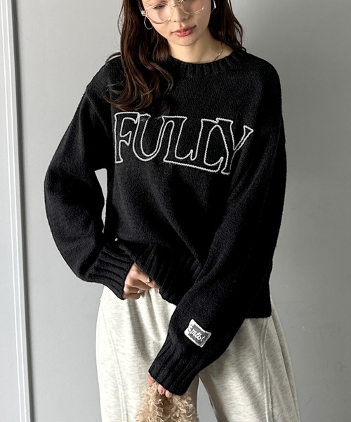 mily bilet（ミウィビレット）の「【mily bilet】ハンドステッチ風ロゴが魅力のこなれ感漂うニット（ニット/セーター・レディース・杢グレー/ブラック/アイボリー・SMALL/MEDIUM/LARGE/X-LARGE）」の19枚目の写真