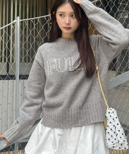 mily bilet（ミウィビレット）の「【mily bilet】ハンドステッチ風ロゴが魅力のこなれ感漂うニット（ニット/セーター・レディース・杢グレー/ブラック/アイボリー・SMALL/MEDIUM/LARGE/X-LARGE）」の22枚目の写真
