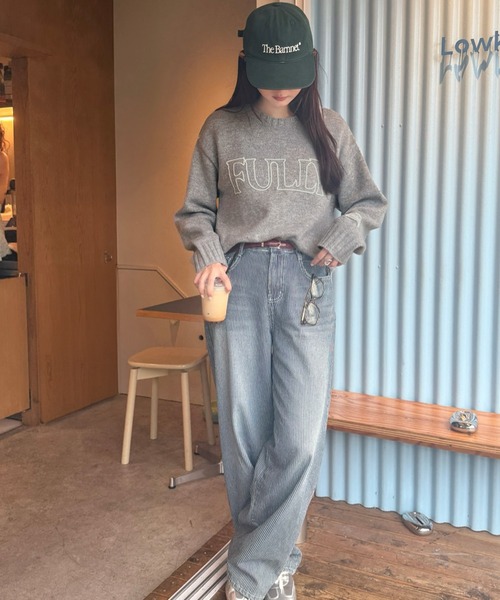 mily bilet（ミウィビレット）の「【mily bilet】ハンドステッチ風ロゴが魅力のこなれ感漂うニット（ニット/セーター・レディース・杢グレー/ブラック/アイボリー・SMALL/MEDIUM/LARGE/X-LARGE）」の14枚目の写真