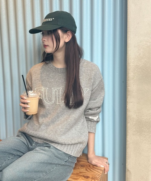 mily bilet（ミウィビレット）の「【mily bilet】ハンドステッチ風ロゴが魅力のこなれ感漂うニット（ニット/セーター・レディース・杢グレー/ブラック/アイボリー・SMALL/MEDIUM/LARGE/X-LARGE）」の15枚目の写真
