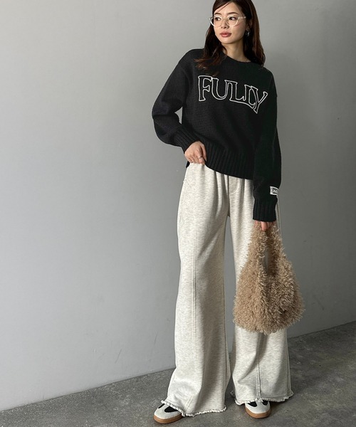 mily bilet（ミウィビレット）の「【mily bilet】ハンドステッチ風ロゴが魅力のこなれ感漂うニット（ニット/セーター・レディース・杢グレー/ブラック/アイボリー・SMALL/MEDIUM/LARGE/X-LARGE）」の21枚目の写真