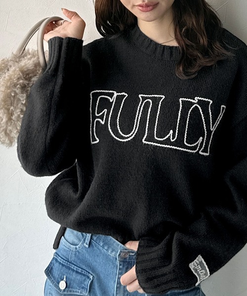 mily bilet（ミウィビレット）の「【mily bilet】ハンドステッチ風ロゴが魅力のこなれ感漂うニット（ニット/セーター・レディース・杢グレー/ブラック/アイボリー・SMALL/MEDIUM/LARGE/X-LARGE）」の10枚目の写真