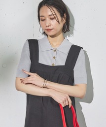 Doux archives | ワイドリブ5分袖ポロニット(ニット/セーター)