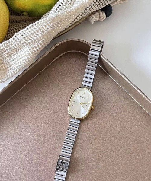 オーバルフェイス シルバーウォッチ（アナログ腕時計）｜INASTUDIOS