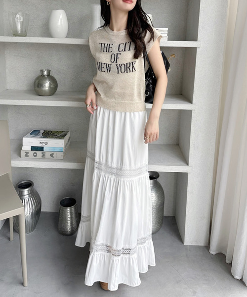 Ada.(エイダ)の「ニューヨークロゴ ノースリーブ サマー メッシュ ニット(ニット/セーター・レディース・ネイビー/ベージュ/グリーン・FREE)」の9枚目の写真